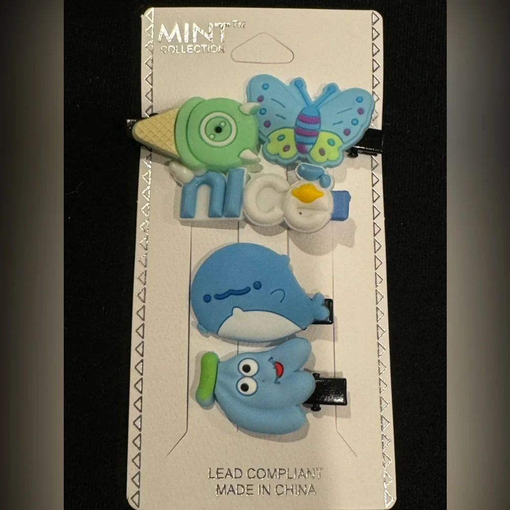 Girls Set of 5 Hair Clips in Blue Butterfly Nice